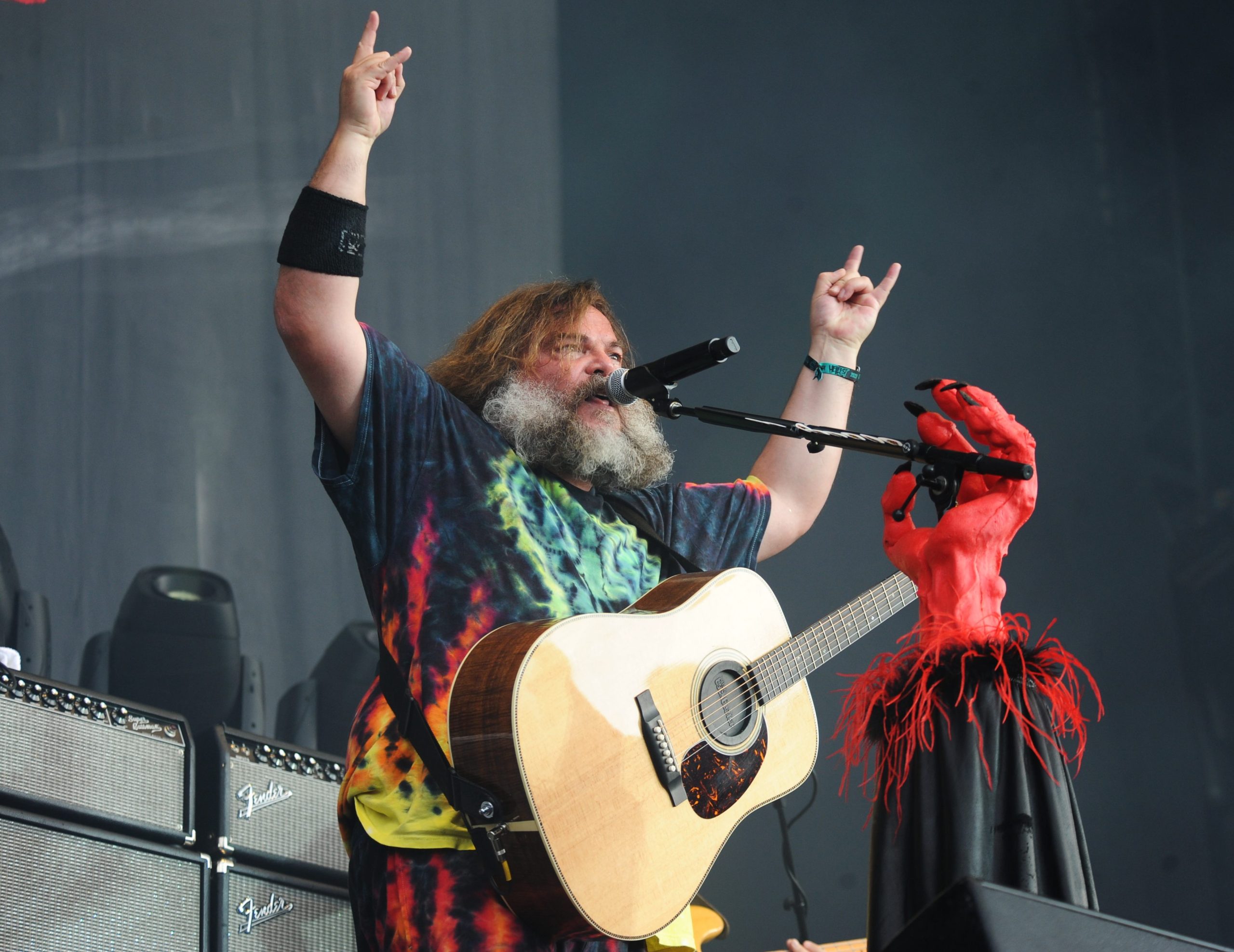 Clisson, France. 18th June, 2023. Jack Black with Tenacious D performing  live on stage during Hellfest Open Air Festival in Clisson, France on June  18, 2023. Photo by Julien Reynaud/APS-Medias/ABACAPRESS.COM Credit: Abaca